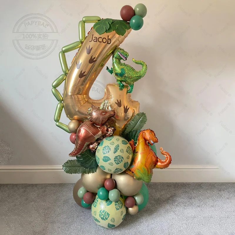 38-teiliges Dinosaurier-Geburtstagsparty-Set mit Dino-Ballons und Palmblättern für den ersten Geburtstag, Jungenparty, Babyparty, Dschungel-Safari-Dekoration