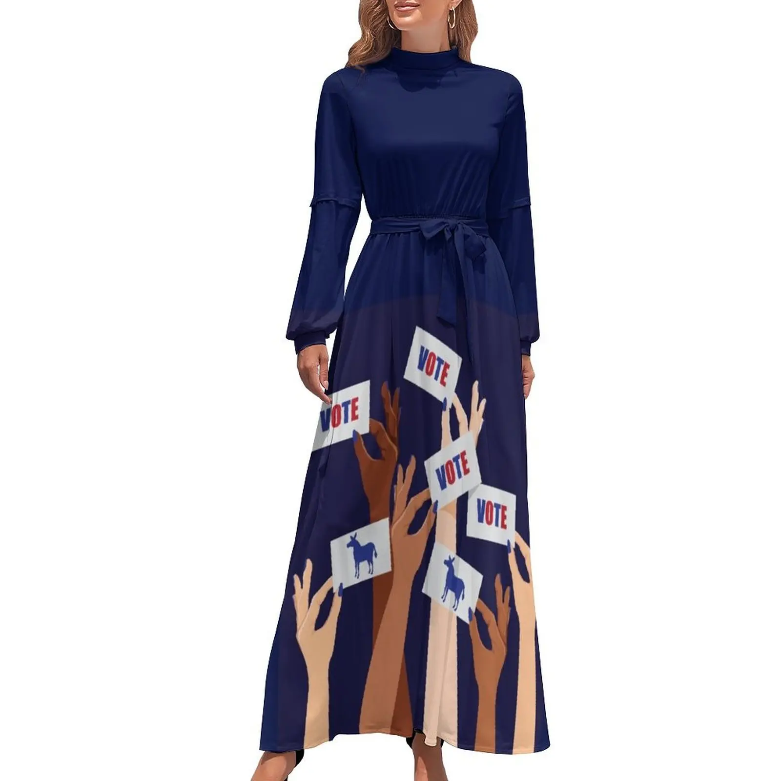 Ilustración de mujeres multiculturales votando por los demócratas. Vestido largo Vestidos de moda para mujer verano 2024