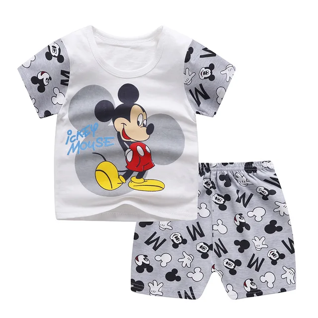 Conjunto de 2 piezas de ropa de Mickey para bebé, chándal para niños, traje de manga corta, camiseta y pantalones cortos, trajes de Disney de 1 a 4 años - Imagen 6