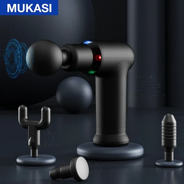 MUKASI Hot Compress Massage Gun, Cool LED Light, Electric Massager, Deep Tissue Muscle Neck Body and Back Relaxation