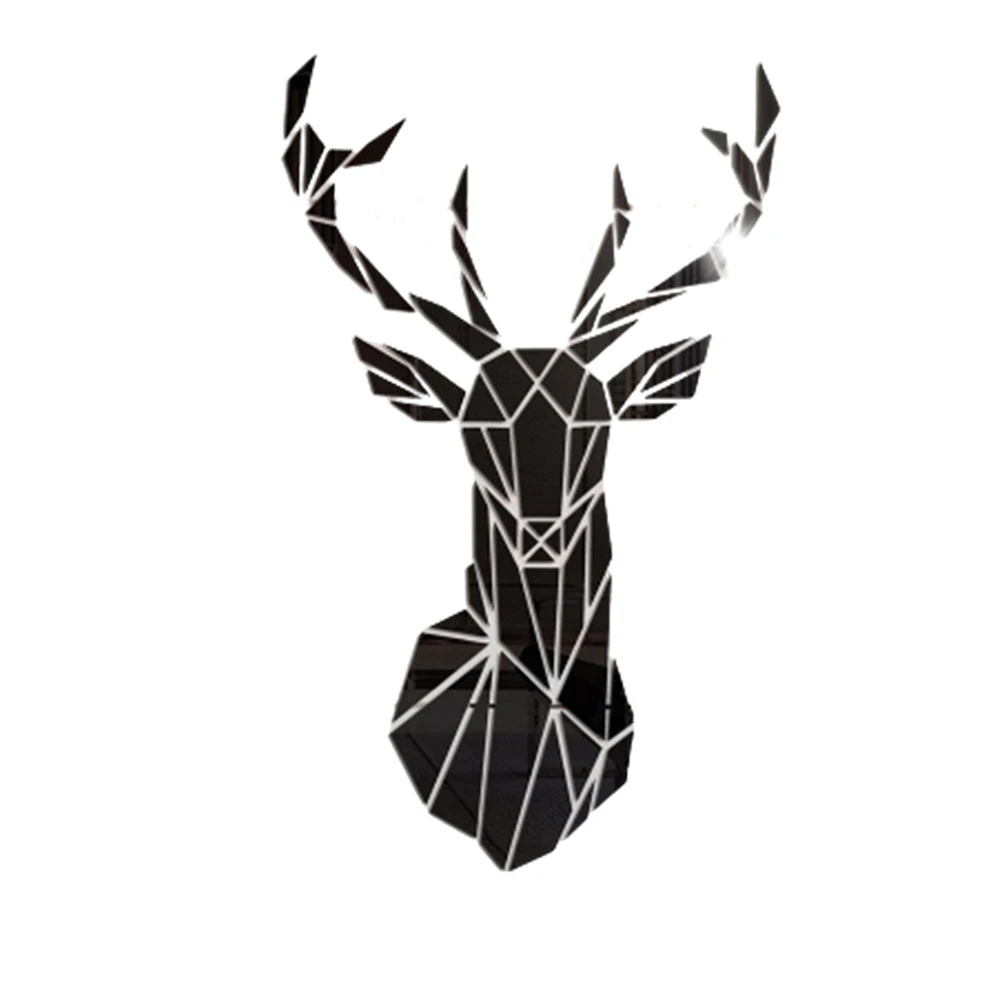 Mirror Wall Sticker 3D Deer Head Mirror Wall Sticker DIY Multiple Sizes Acrylic Mirror Stickers Mural Living Room Bedroom Kids Home Decoration