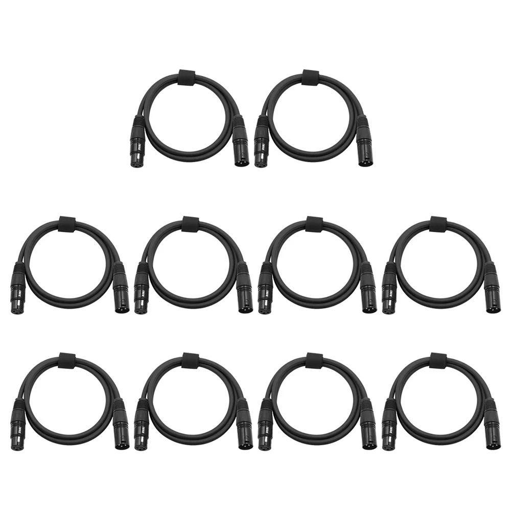 

10 Pcs Stage Lighting Signal Cable Parking XLR DMX Moving Head 3-Pin Microphone Line