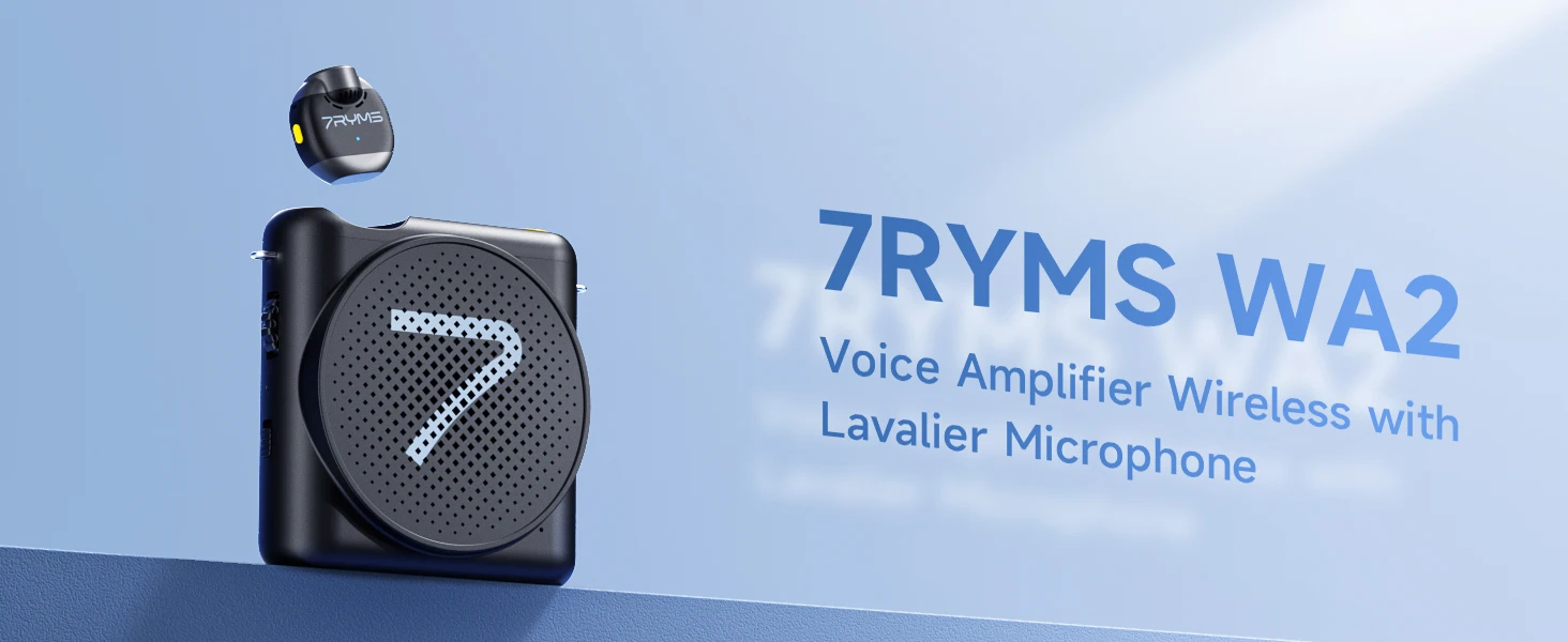 7RYMS WA2 Voice Amplifier with Wireless Lavalier Microphone description image