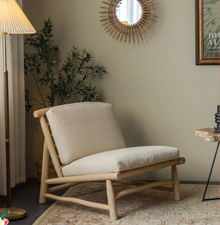 

Solid wood armchair Nordic home fabric