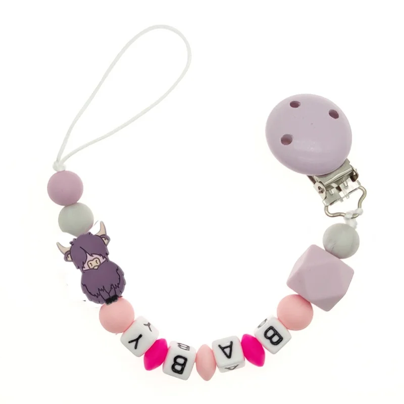 Custom Name Newborn Dummy Holder Robot Cartoon Pacifier Chain