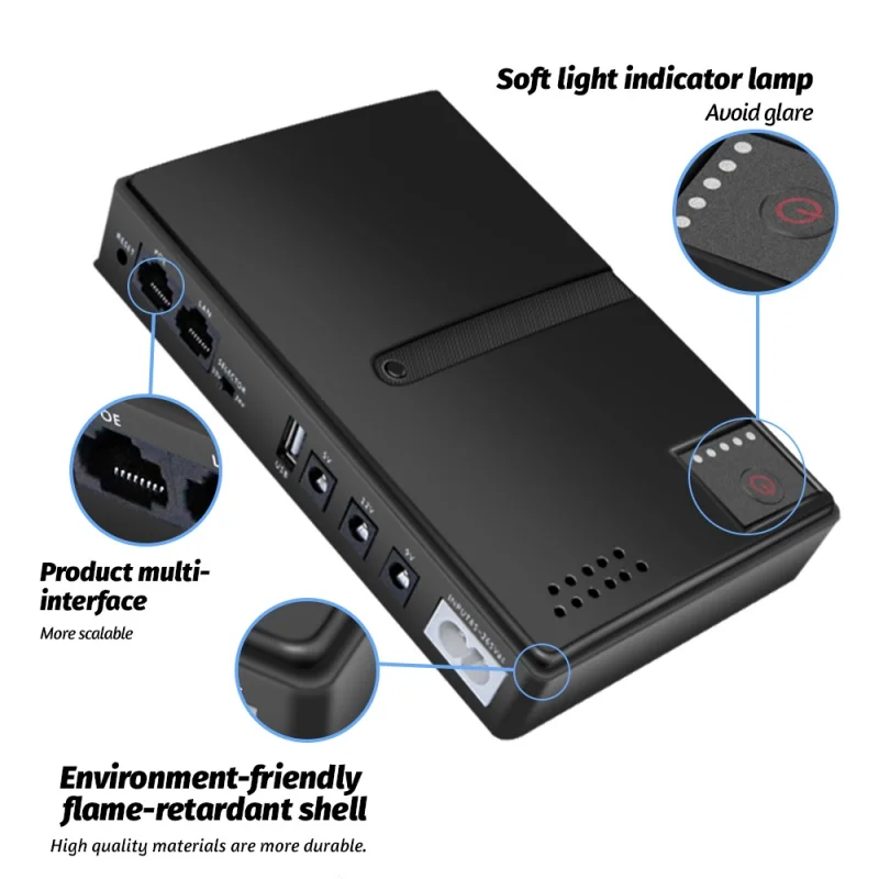 【Without Battery】DC UPS Mini Uninterruptible Power Supply 18650 Replaceable Battery Power Backup 5v 9v 12v 220V for Router Modem
