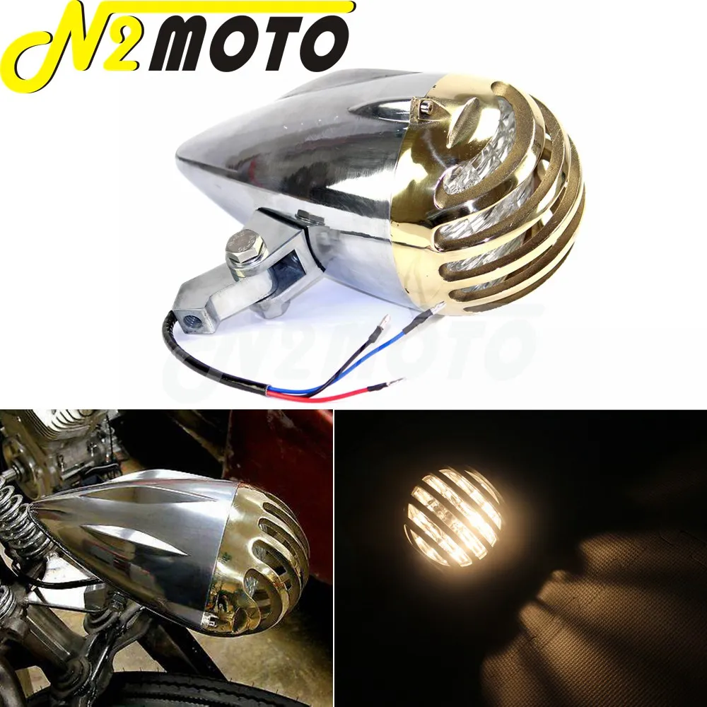 Motorcycle 4.5" Invader Torpedo Headlight H4 Lamp Finned For Harley