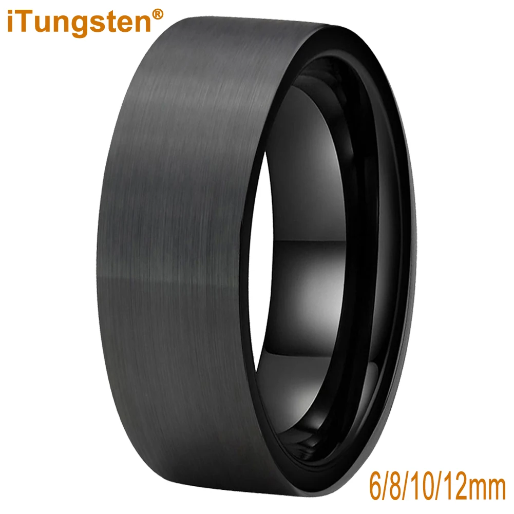 Tungsten Carbide Ring Black & Red Dual Inlay Style Comfort Fit Wedding Band Mens Womens Jewelry 8mm or 6mm