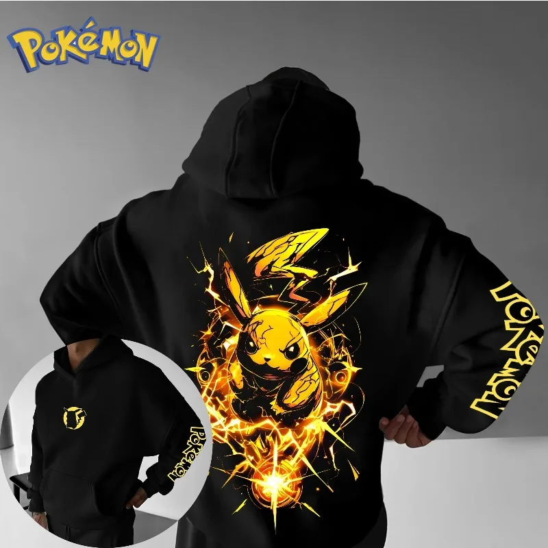 2025 Anime Pokémon Pikachu Front and Rear Printed Hoodie Top
