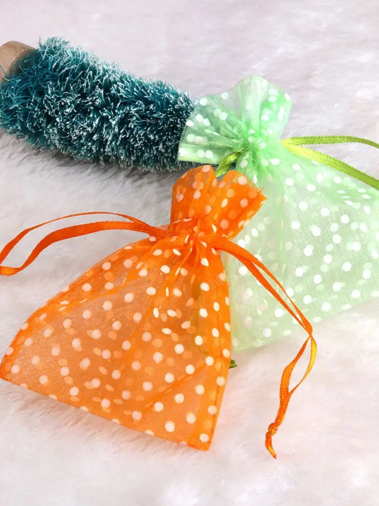 25 teile/los Organza Candy Tasche Hight Qulity Polka Dot Kordelzug Beutel Für Hochzeit Weihnachten Party Schmuck Verpackung Geschenk Taschen – Detail 2