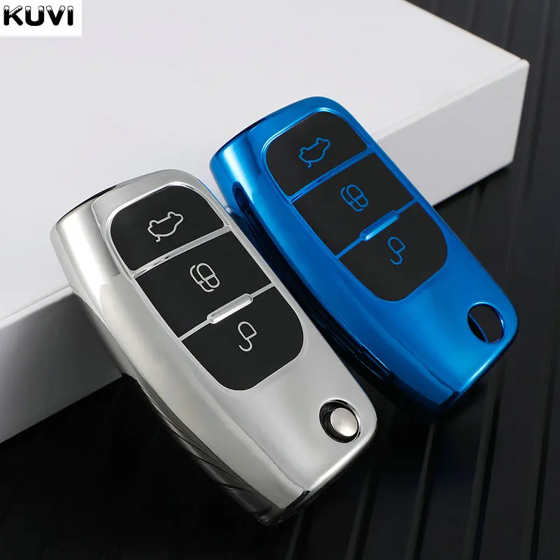 Tpu Car Flip Key Case Cover Shell Fob For Ford Focus 2 Mk2 Fiesta Mondeo Galaxy Falcon Territory Ecosport - - Racext™️ - - Racext 21