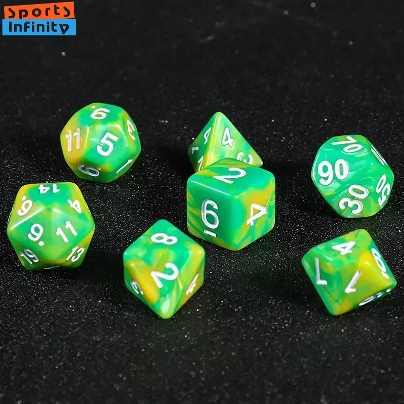 Colorful Polyhedral Dice D20 D12 D10 D8 D6 D4 7 Pcs COC RPG Board Game Running Group Acrylic Number Dice Kit Dnd Set