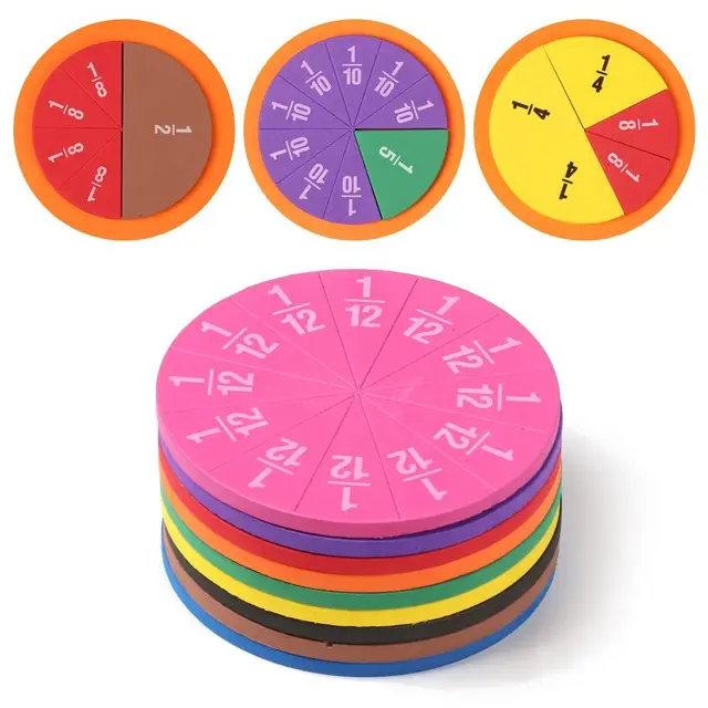 51Pcs Fractions Math Teaching Tool EVA Round Shape Instrument Kids Montessori Early Educational Math Development STEM Toy Gifts 1
