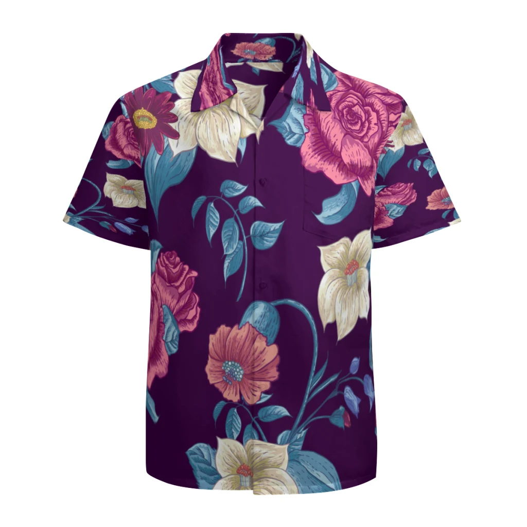 

Мужская гавайская рубашка с коротким рукавом, быстросохнущая дышащая пляжная рубашка