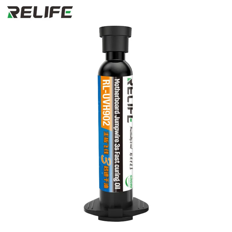 10CC RELIFE RL-UVH902 3S 빠른 건조 UV 접착제 경화 잉크 경화 솔더 마스크 용접 페이스트 플럭스 오일 전화 수리 액체