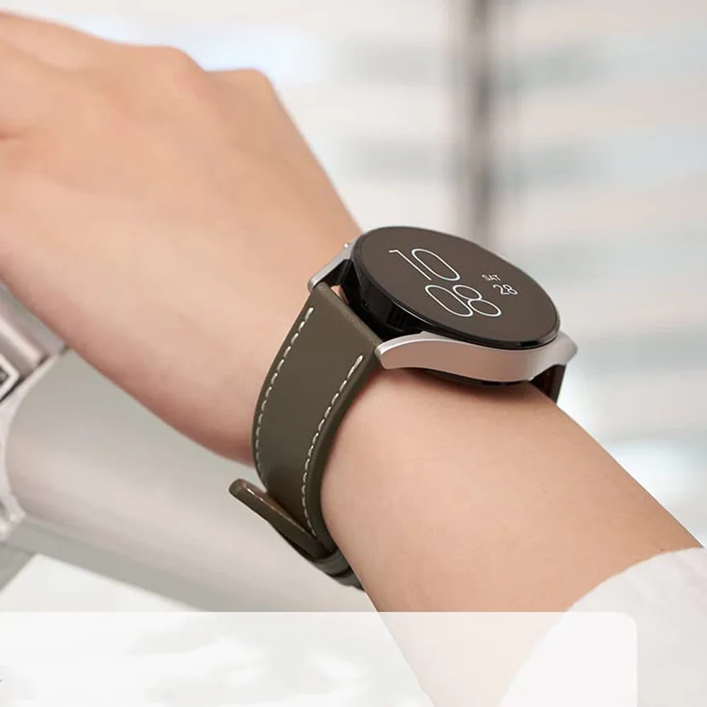 Premium Synthetic Leather Strap for Smartwatch - Elegant Bracelet with Connector