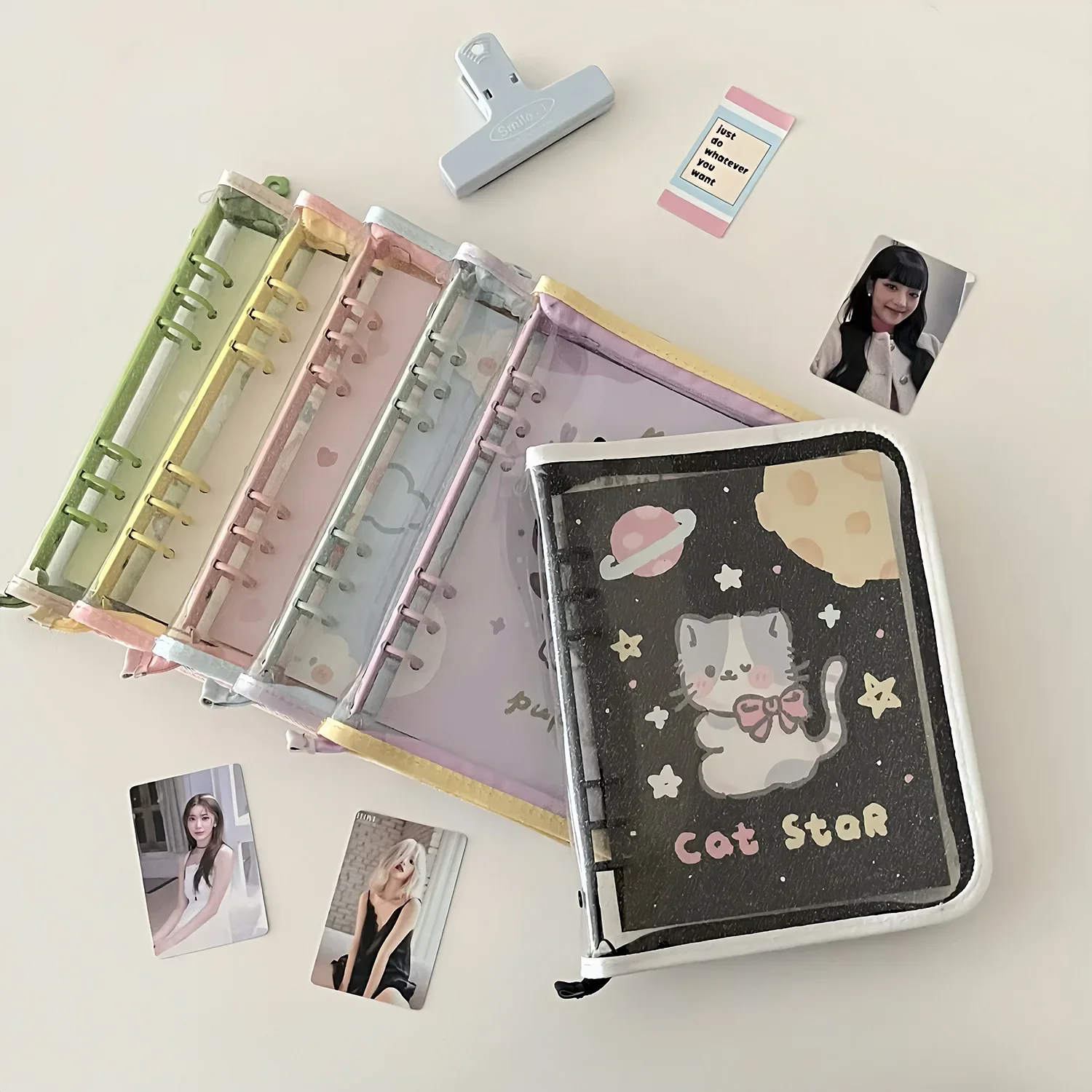 A5 Color Block Zipper Binder for Photocards and Postcards Organizer