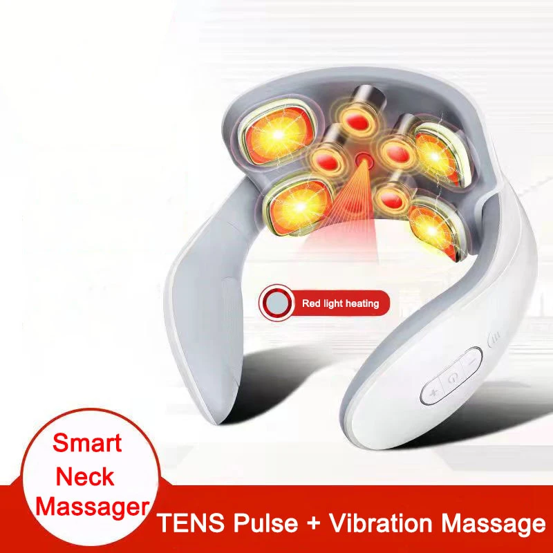 Smart Neck Massager Low Frequency Pulse Cervical Electric Massagers  Relaxation Physiotherapy Hot Compress Vibration Massage