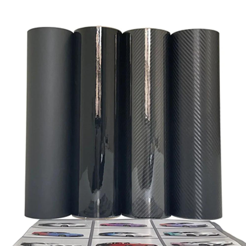 3D Carbon Fiber Vinyl Wrap Film Glossy Black Matte Black Self Adhesive Vinyl Car Wrap Foil Sticker Console Computer Laptop Skin