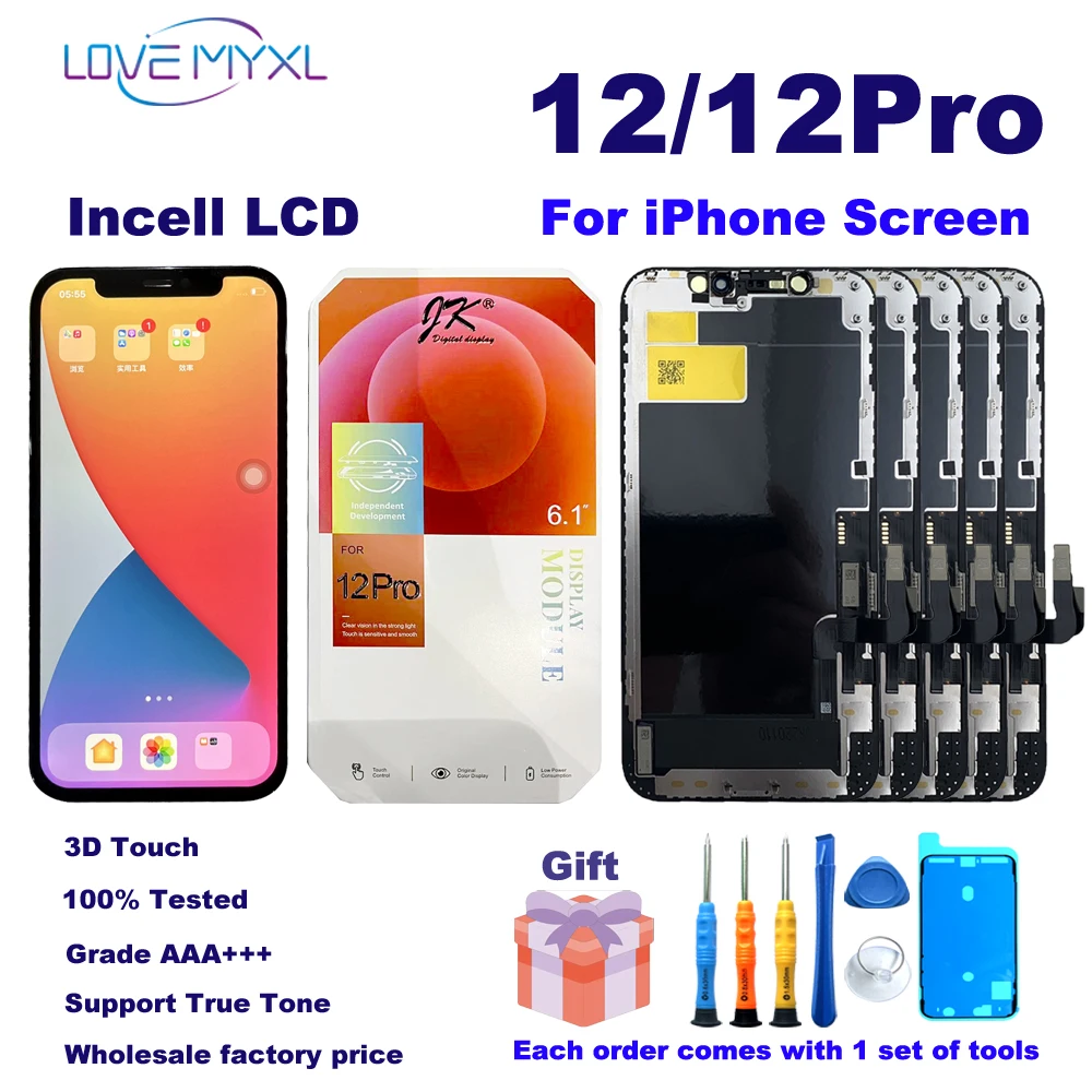 

Grade AAA+++ JK LCD For iPhone 12 Pro LCD Display Support True Tone Replacement Parts Touch Screen Digitizer Assembly Tested OK