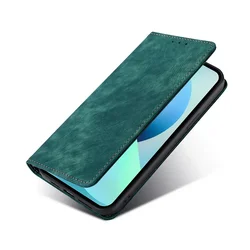 Premium RFID Blocking PU Leather Wallet Case with Magnetic Flip Closure and Card Holder for Honor90 Smart 5G (Green)