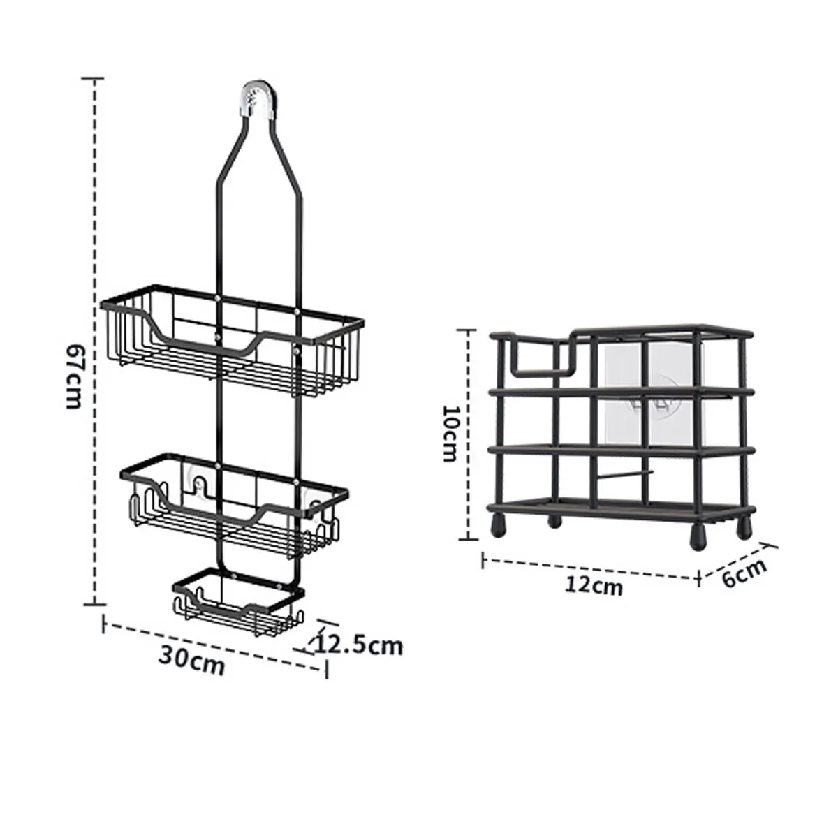 Shower Caddy Over the Head Hanging Shower Caddy with Hooks, Shower Head Caddy with Soap Basket, Hanging Shower Shelves 6