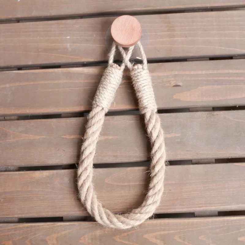 Toilet Paper Holder Portable Toilet Paper Holders Retro Hemp Rope Punchless Mounted Rack Decor Tissue Holder Bathroom Storage Accessories