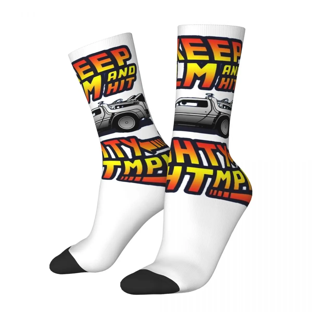 

Men's compression Socks Keep Calm And Hit Eighty Eight MPH Retro Harajuku back to the future Street Style PatternSock Printed