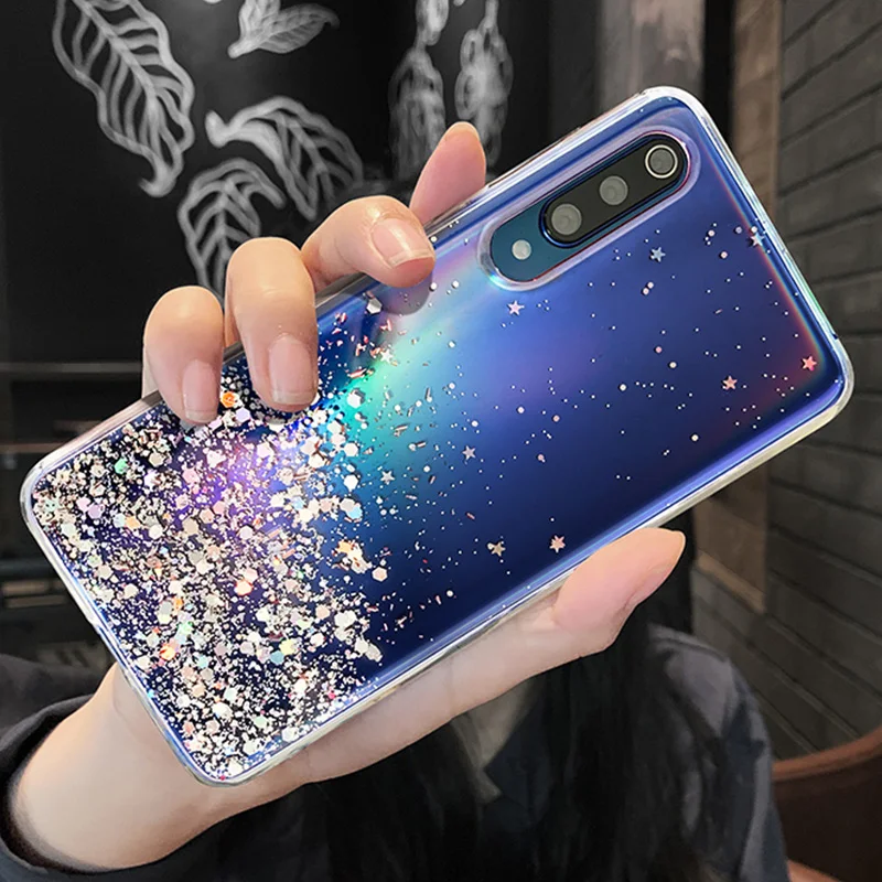 Soft Clear Glitter Star Case for Redmi 10C 9A 9AT 9C NFC 8A 8 9T Note 11 11s 10S 9S 8T 8 10 9 Pro Cover for Xiaomi Mi A3 11 11T Lite for phone case leather phone case phone protector cover phone waterproof case ipod cover case
