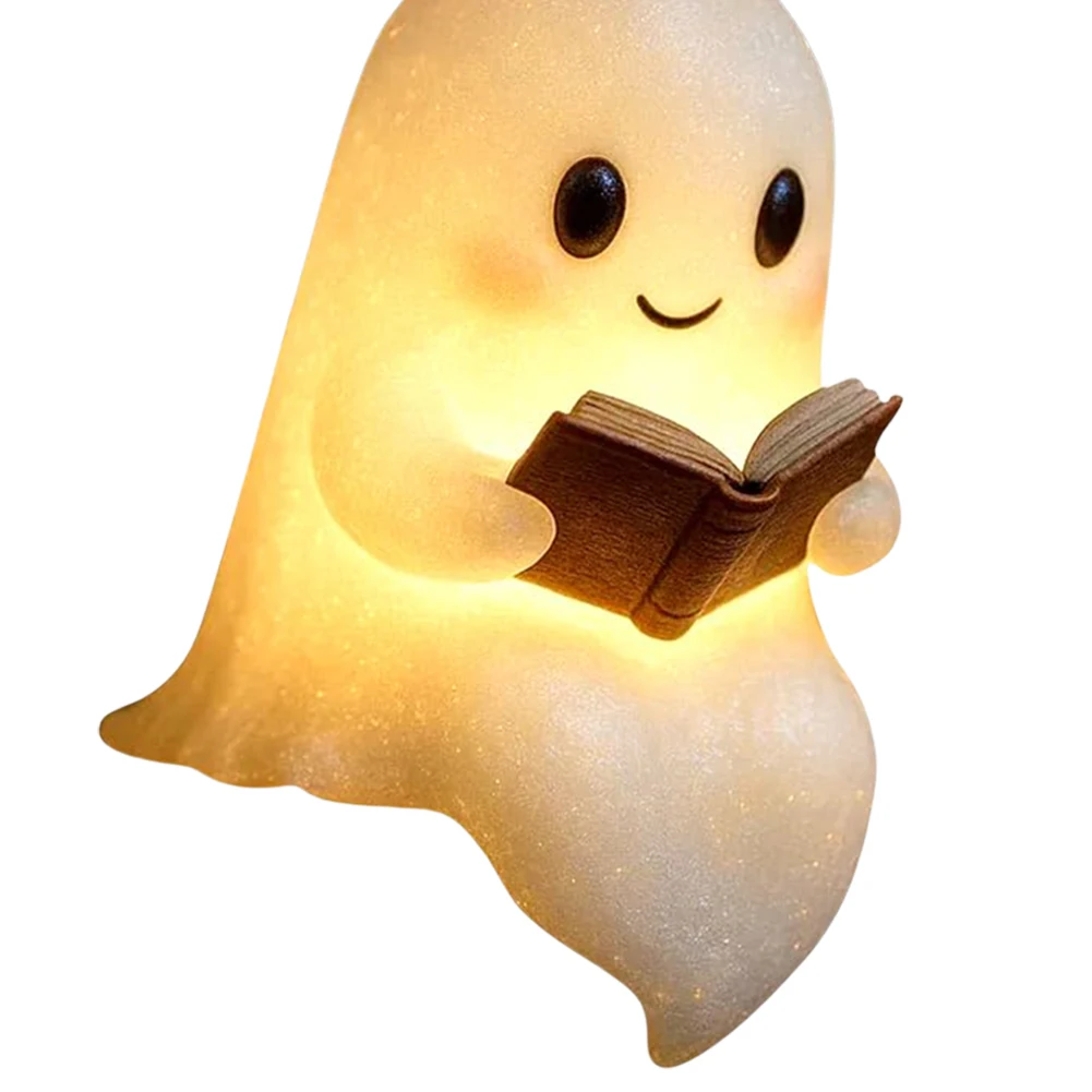 Ghost Reading Book Lamp Ghost Reading Night Light Halloween Decor for Bedroom Study Room Readers