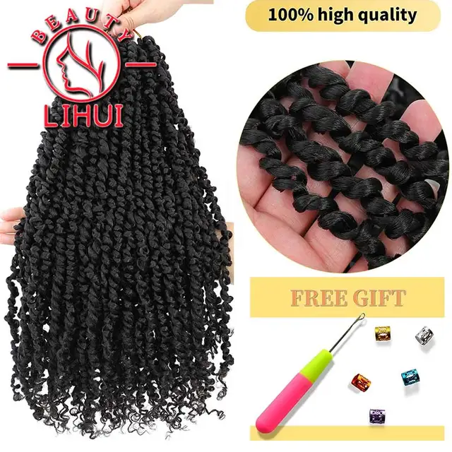 Synthétique pré-torsadé printemps torsion Crochet cheveux Mini Passion  torsion noir court bouclé Bob printemps torsion tressage cheveux Ex –  acheter