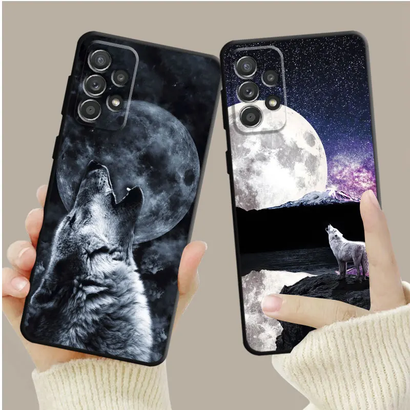 Custodia Per Telefono Per Redmi 12 12C K40S K60 K40 Pro K50 Gaming A2 A1 Plus 10 9 9A 9C 10A 10C Cover Armor Black Soft Moon Roaring Wolf