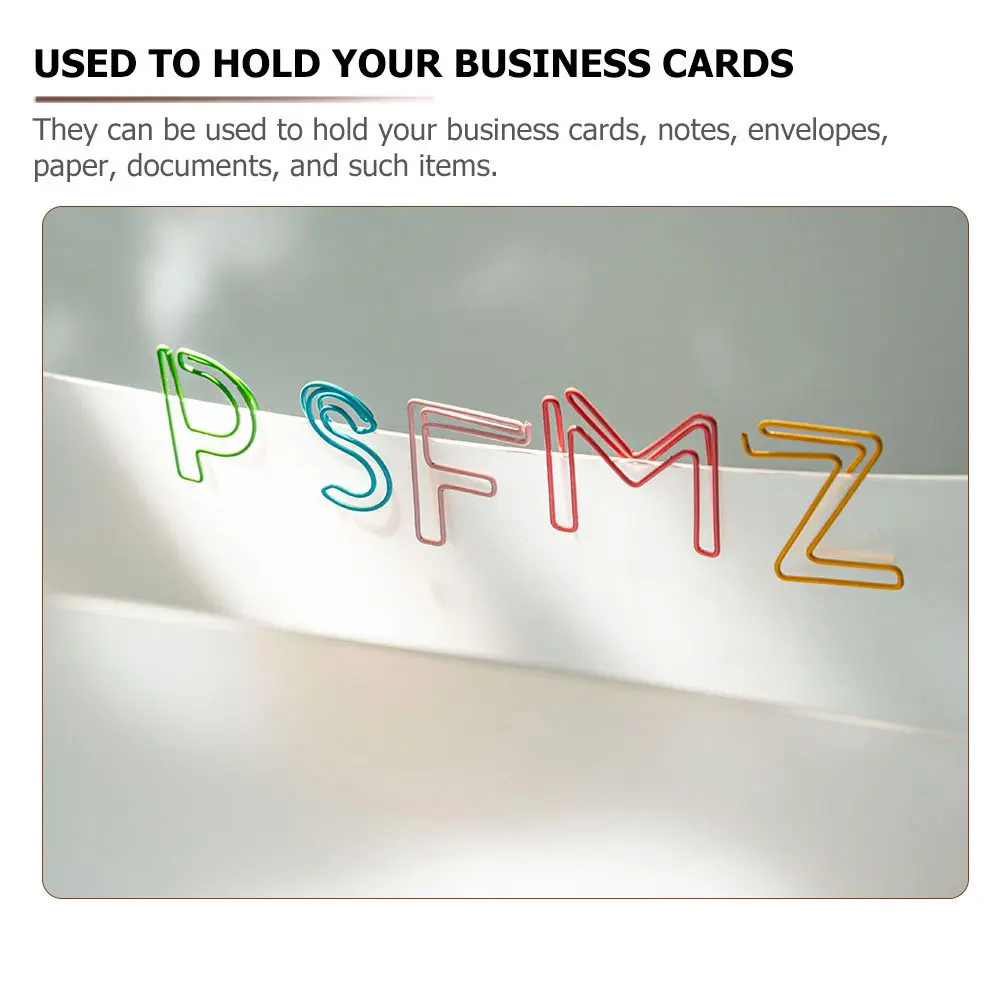 52Pcs 편지 모양의 종이 클립 철 책갈피 클램프 학생을위한 페이지 마킹 클립 사무실 학교 문구 다채로운