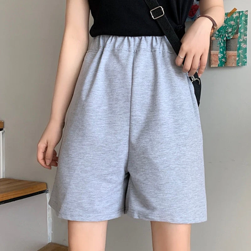 Summer Shorts Women Elastic High Waist Punk Streetwear Fitness Biker Shorts Korean Casual Loose Female Bottoms Cycling Shorts