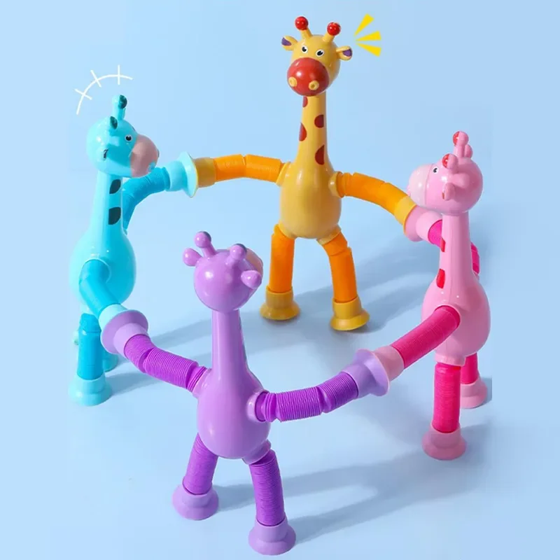 Children Suction Cup Toys Pop Tubes Stress Relief Telescopic Giraffe Fidget Toys Sensory Bellows Toys Anti-stress Squeeze Toy 4