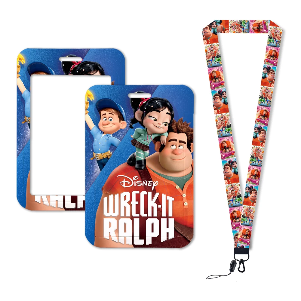 Cute Disney Wreck-It Ralph ID Badge Holder Lanyard Vanellope Cartoon Door Card Holders Neck Strap Girls Boys Keychain Gifts 5
