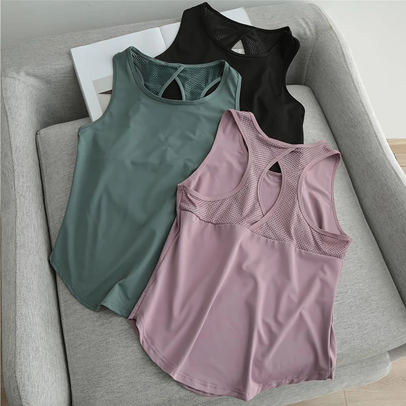 

Thin Mesh Backless Sports Breathable Loose Slimming All-Match Camisole For Women