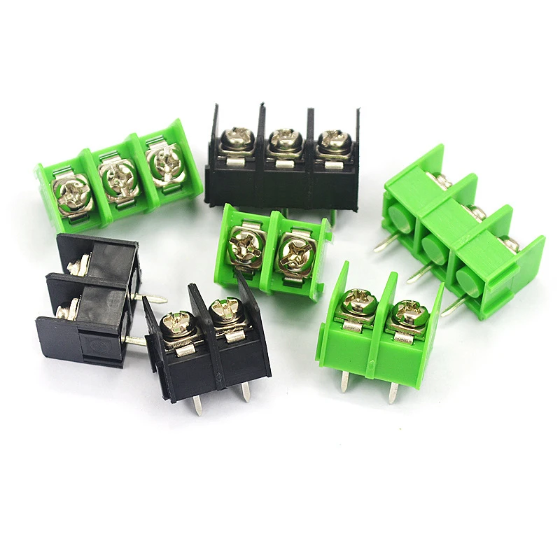 50Pcs/Lot 7.62 mm KF7.62 - 2P 3P 4P MG 762 - 2 3 4 Pin Can be spliced Screw Terminal Block Connector Black Green 7.62mm Pitch
