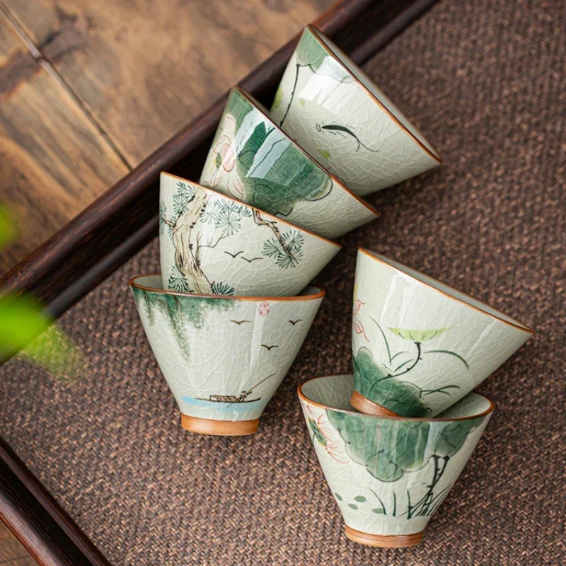 

Handmade painted tea cups home master cups ceramic hand-painted single cup tea tasting cups kung fu tea set