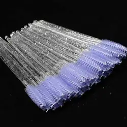 50-Pack Disposable Crystal Eyelash Brush and Comb Set - Professional Makeup Beauty Tool (50pcs clear purple)