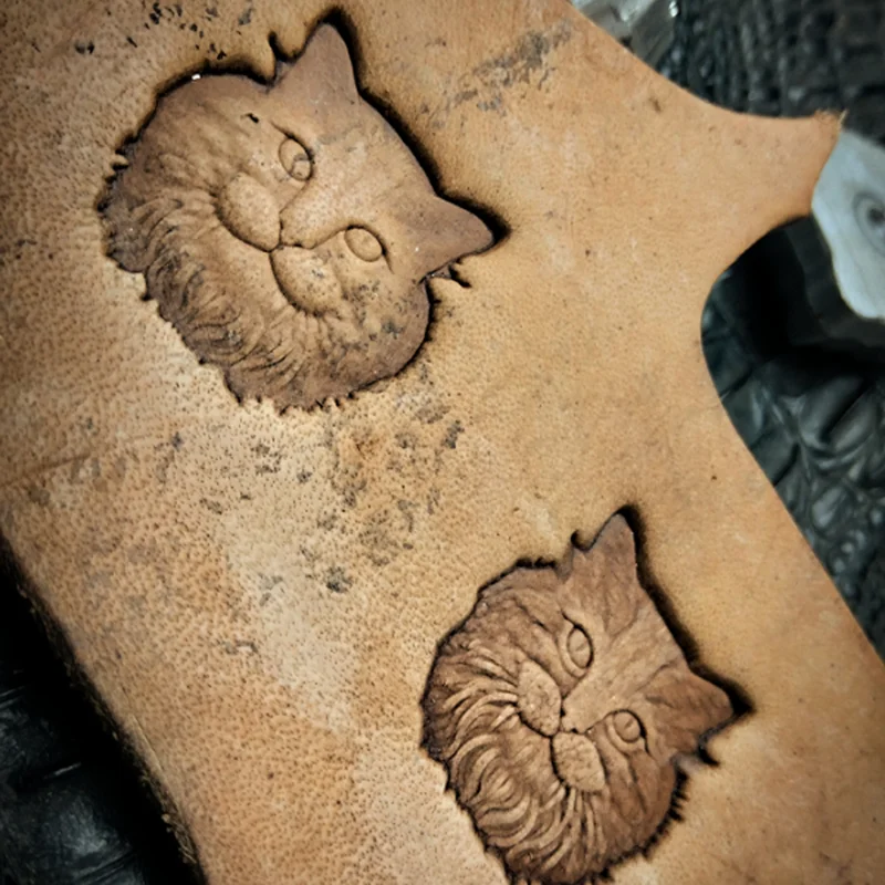 미니 고양이 새끼 고양이 가죽 조각 엠보싱 몰드 DIY 스탬프 펀치 스탬핑 프린팅 도구 (가죽 공예용)