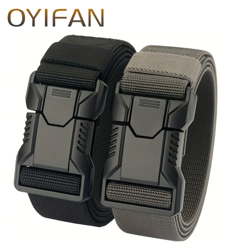 Neue Unisex Elastische Gürtel Harte Metall Schnalle Quick Release Tough Stretch Nylon männer Militärische Taktische Gürtel Casual Bund