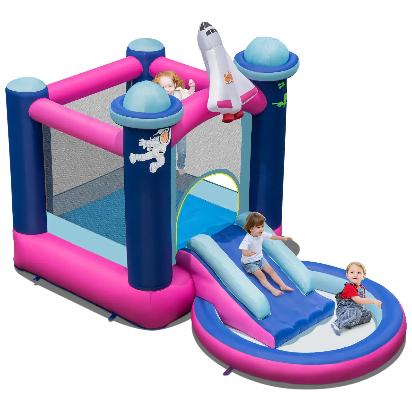 

Babyjoy Inflatable Space-themed Bounce House Kids 3-in-1 Bounce Castle Blower Excluded