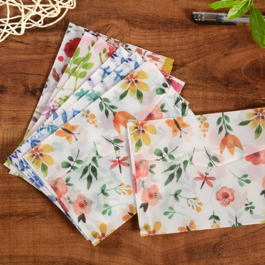 Lovely Sulfuric Acid Paper Translucent Envelope Color Printing Envelope Small Fresh Envelope 10pcs/lot 12.5*17.5 Kraft Paper Envelopes Mailing Envelopes