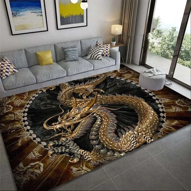 Floor Mat Dragon Rose Skull Carpet Rug 3D Printing Door Mat For Living Room Bedroom Entrance