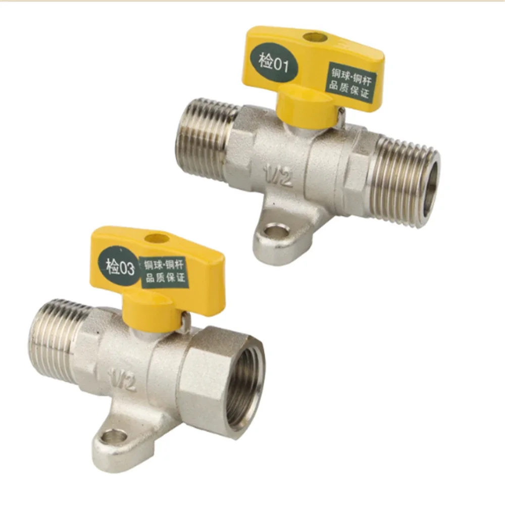 4 Points Full Copper Thickened Inner And Outer Ribbon Fixed Seat Ball Valve Double Outer Wire Thread Straight Gas Valve