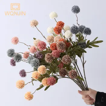시뮬레이션 가을 민들레 꽃 공, 인공 꽃 가지, 홈 웨딩 장식, 가짜 꽃, 5 헤드, 1PC