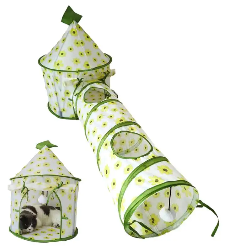 

Cat Furniture Tent Folding Puppy Play Tunnel Tent Foldable Cat Tent Tubes Portable Indoor Outdoor Kennel Cat Tunnel Tube Tent