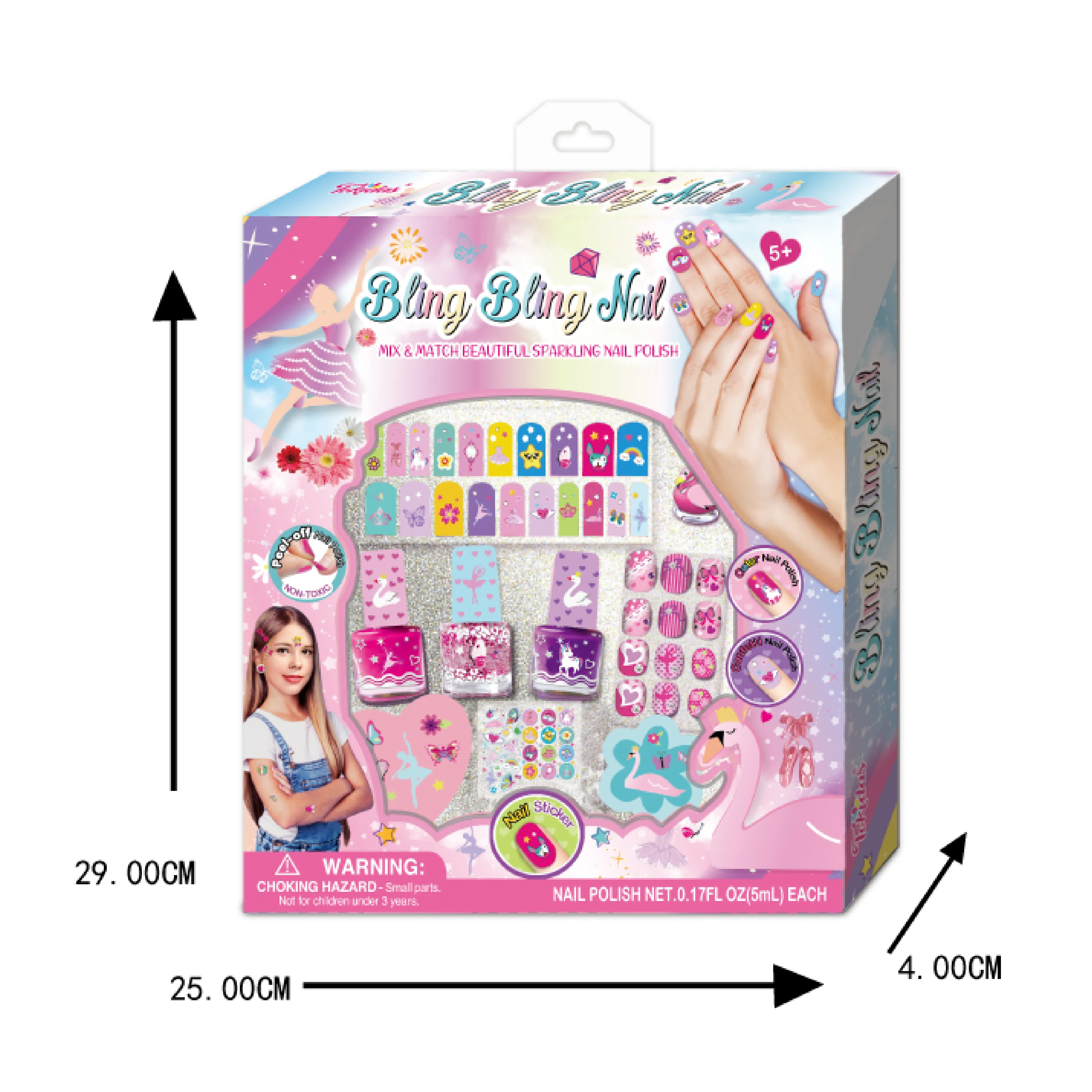 2024 Children Makeup Toys Manufacturers Fashion Girl Nail kit Art Nail Polish Make Up Nail Set 4