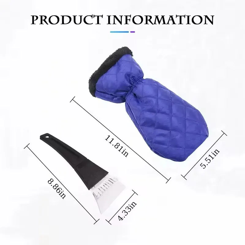 Car Windshield Snow Removal Scraper with Warm Gloves Winter Ice Removal Shovel Window Glass Defrosting Tool Car Maintenance